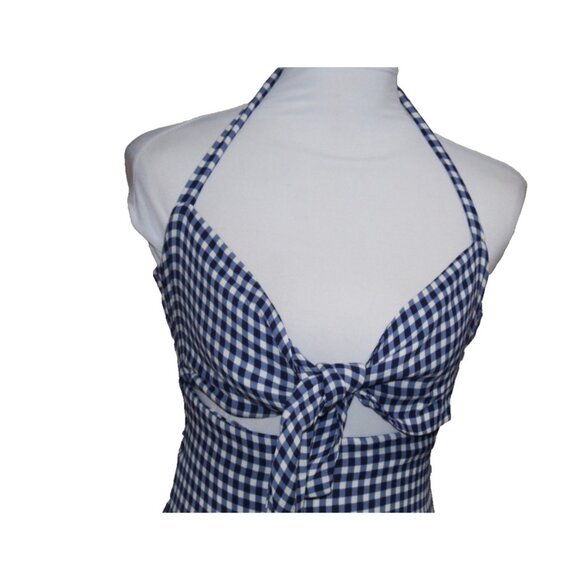 Reformation Halter Strap Dress Monaco Gingham Print Aero Tie Cut Out Size 4 - Picture 7 of 10
